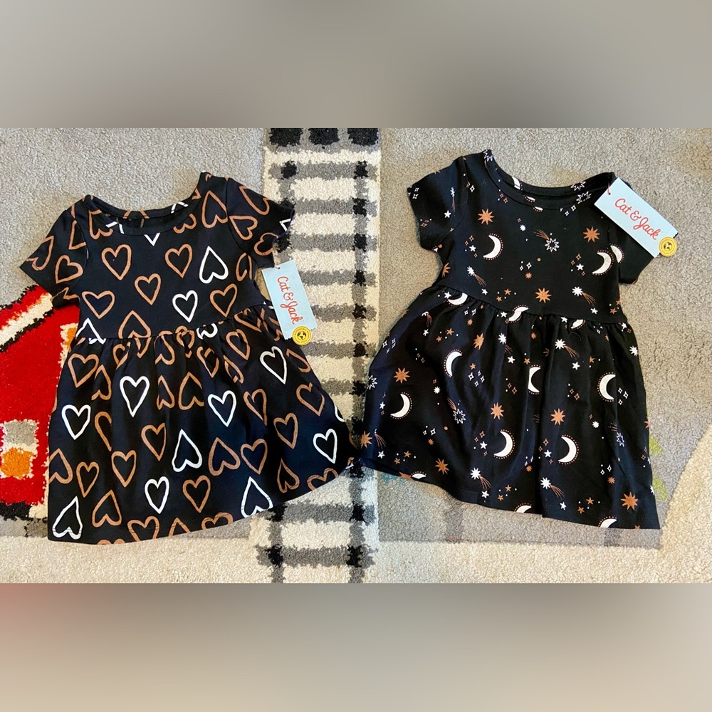 Black, Orange & White Kids Dress Set